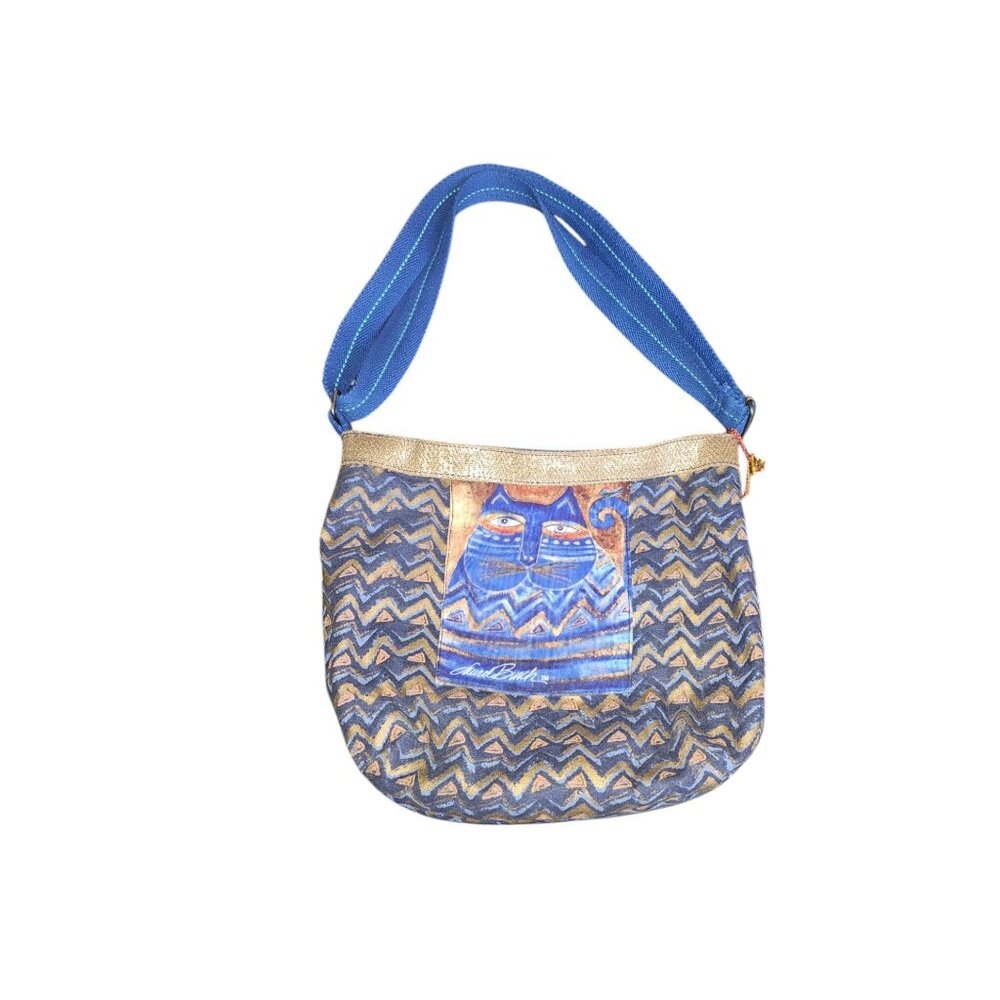 Laurel Burch Azul Crossbody Bag LB5361 With Cat Design & Adjustable Strap
